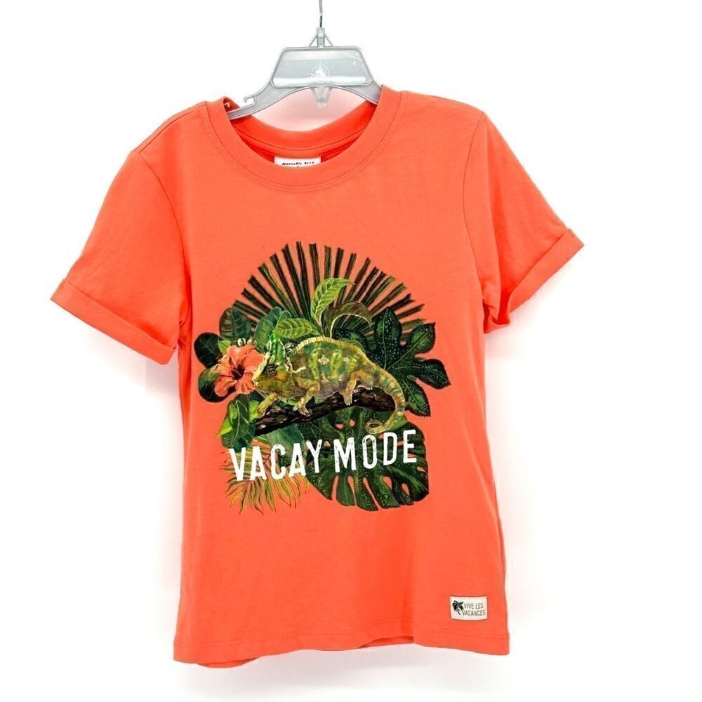 H&M Classic T-shirt in cotton with a printed, Narrow trim  neck  Size 6 - 8 T